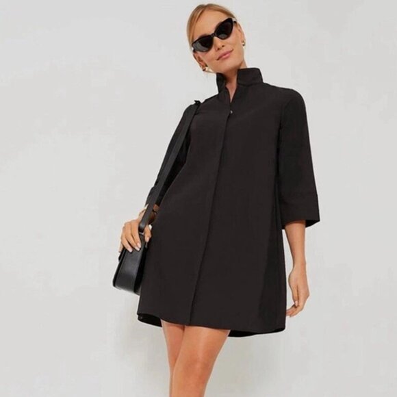Tuckernuck Women's Black Charlie Shirt Dress Stand Collar Cotton Poplin XXL 2XL - Picture 1 of 8
